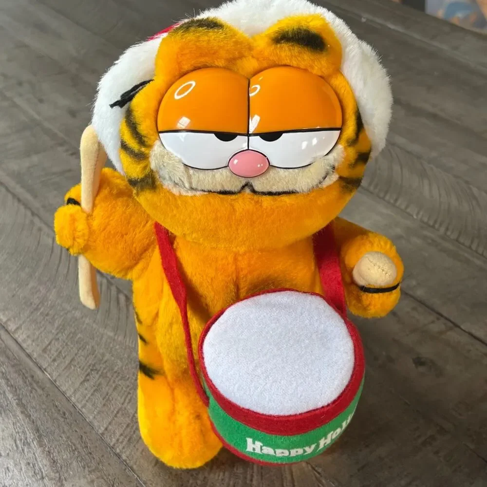 Vintage Garfield Christmas Plush – Santa Hat & 